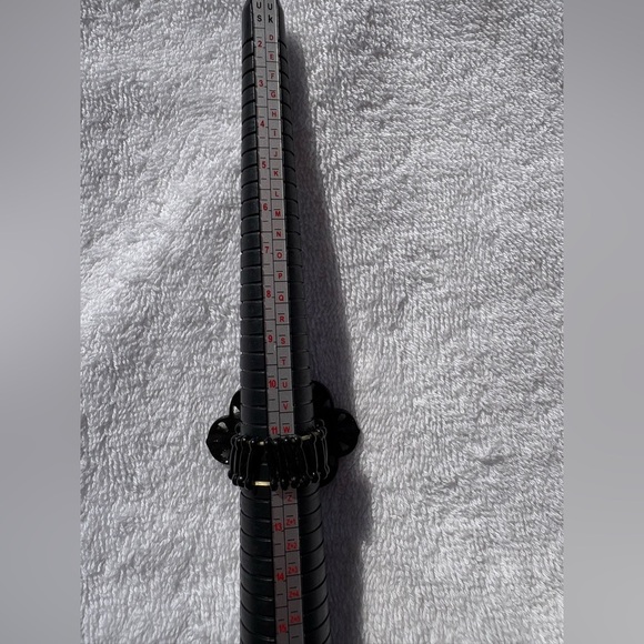 Gothic Black Ornate Rhinestone Statement Ring - Stretchy & Adjustable - Picture 10 of 14